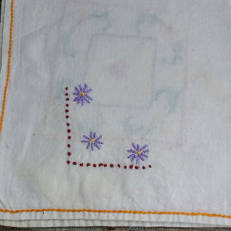 Tea Towel 12x18 12 Vintage Handmade Linen Cross Stitch Fingertip Towel