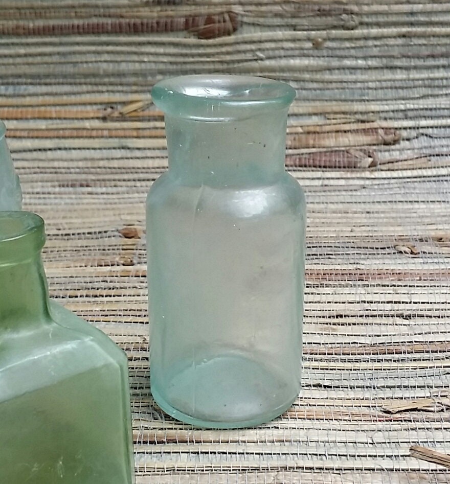 Three Vintage Blue Green Bottles R.BRUEKMANN'S MUSTARDS PHILADA.