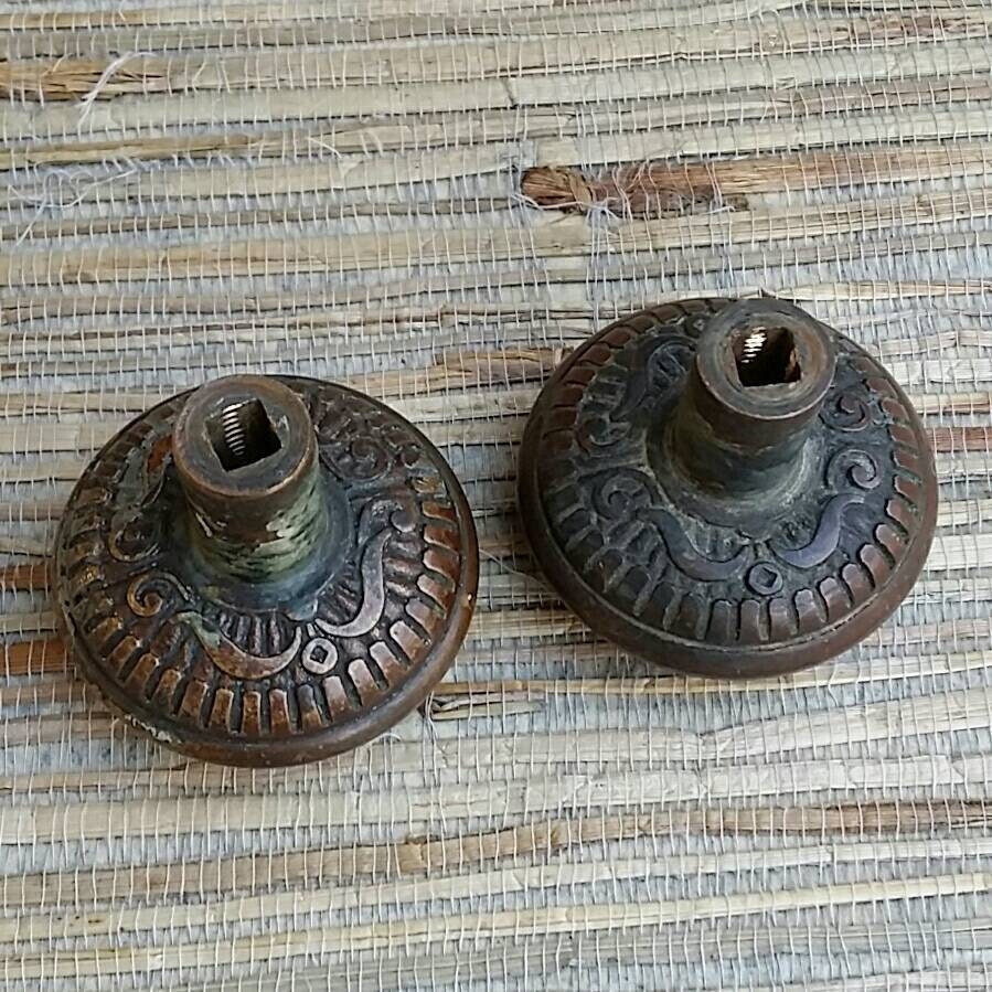 Antique Eastlake Style Door Knobs Cast Brass or Bronze