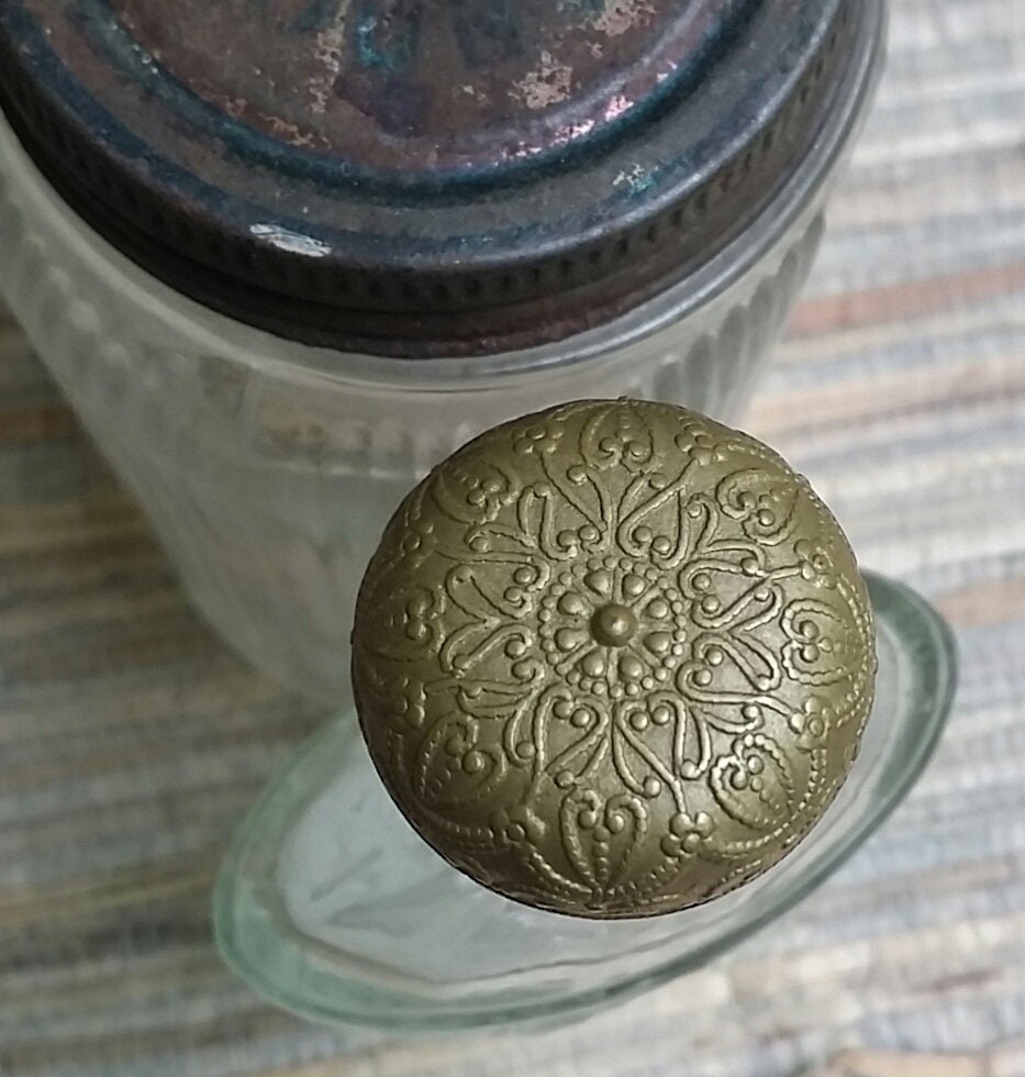 Vintage Jar & Bottle With Metal Lids Quality Counts XYZ Vintage Glass Old Bottles Collectible Jars