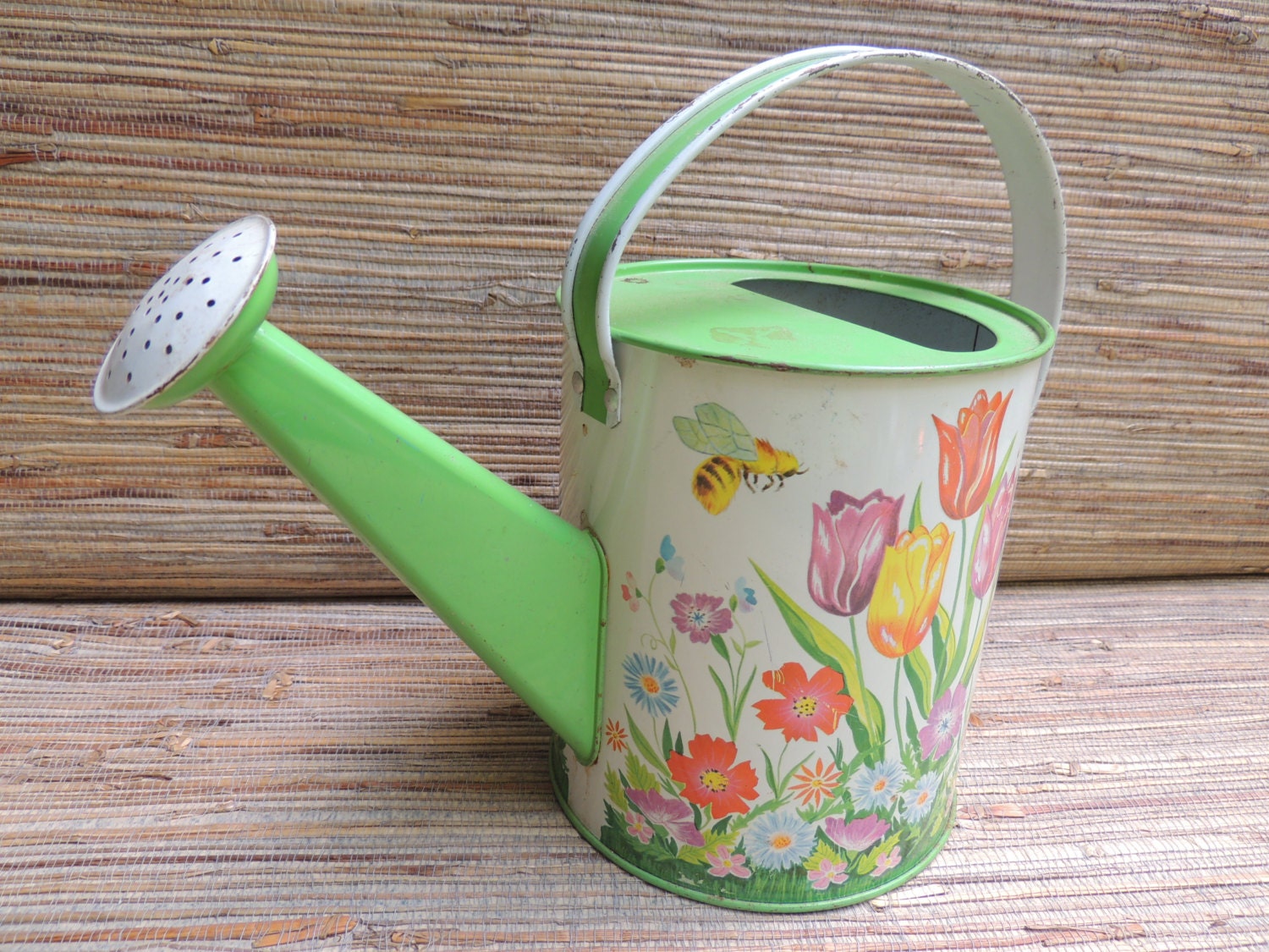 Vintage Tin Childs Toy Watering Can, Gardening Tools, Ohio Art
