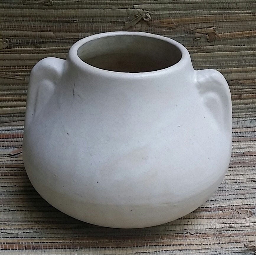 Vintage White Mission/Craftsman Style McCoy Vase Antique White Pottery
