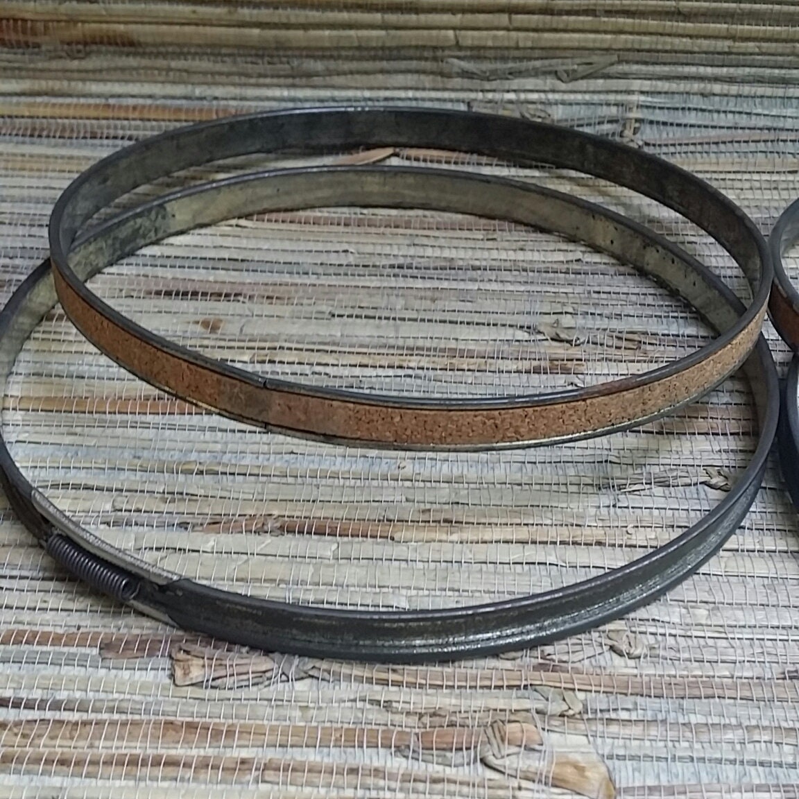 Pair of Vintage Metal 7 Embroidery Hoops Cork Lined Round Steel Hoops