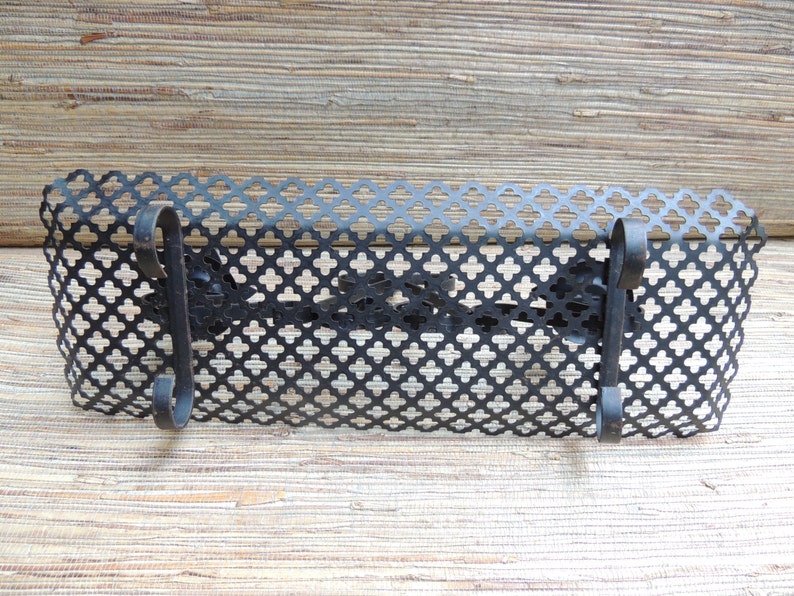 Black Mid Century Iron and Decorative Metal Mesh Candle Holder Etsy