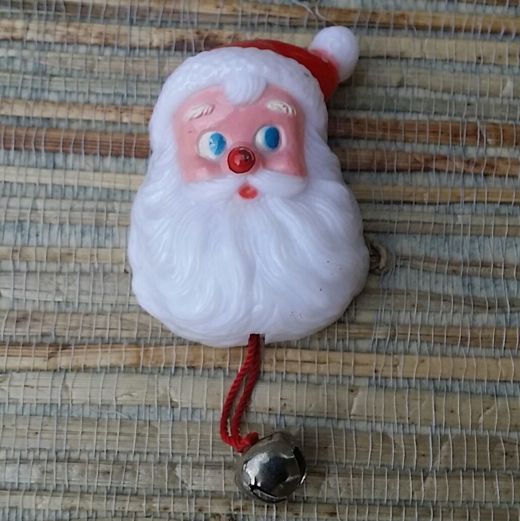 Light Up Santa Pin From The 1960s Vintage Plastic Pin Made in Hong Kong