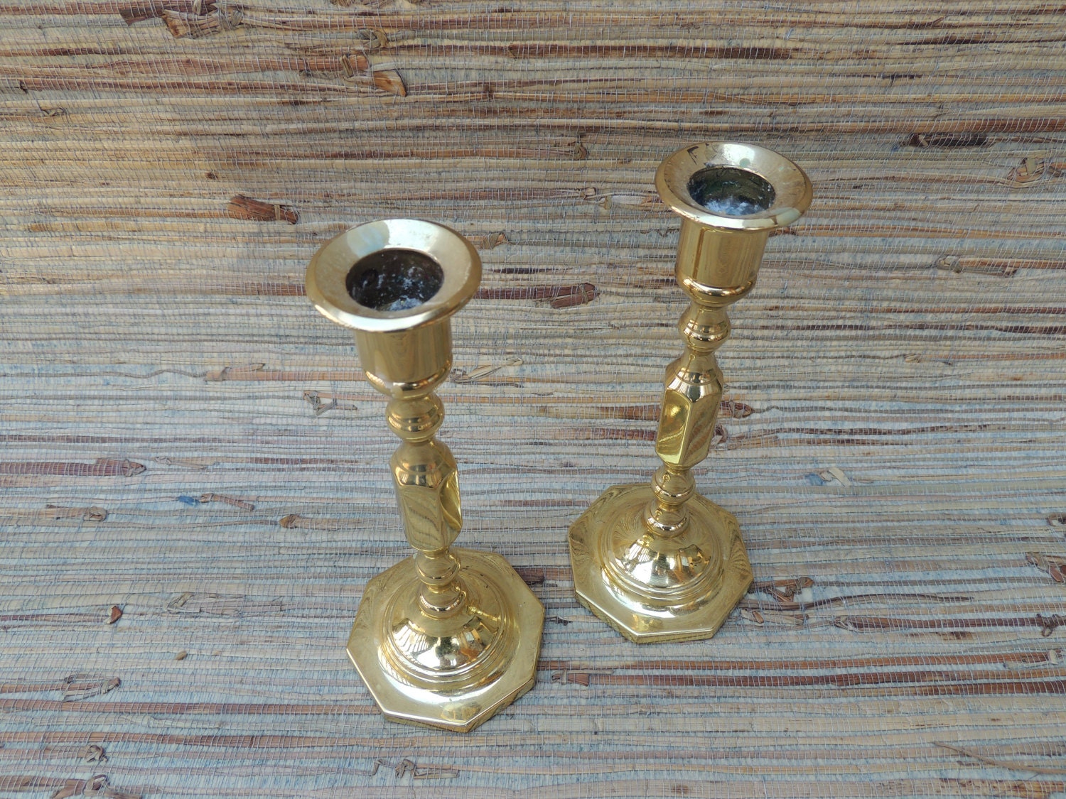 RESERVE FOR TAMMY Pair of Vintage 7 1/2 Baldwin Brass Candle Holders
