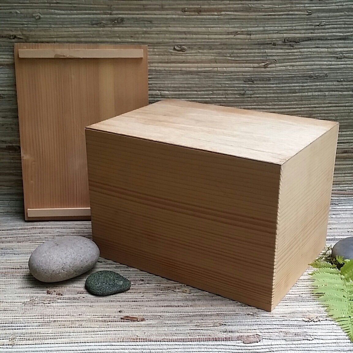 Vintage Wooden Storage Box With Asian Caligraphy Japanese Teapot