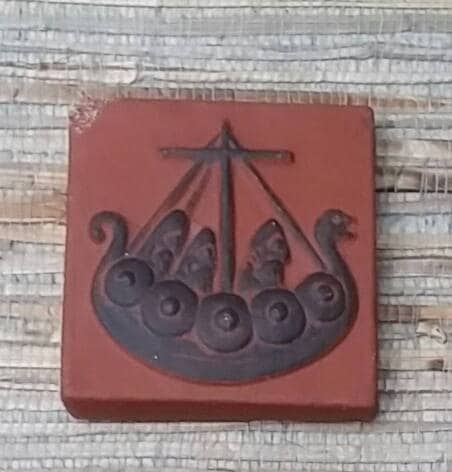 Viking Ship Ceramic Tiles Mid Century Thyssen Keramik Danmark Made