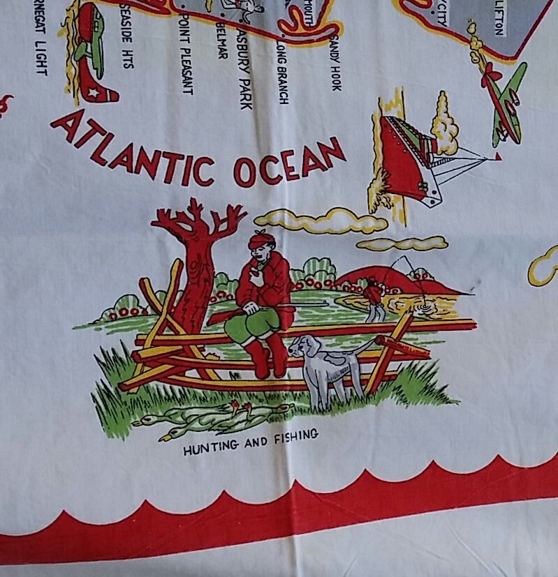 New Jersey Souvenir Table Cloth With State Attractions Atlantic City