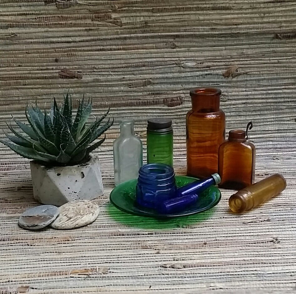 Download Small Vintage Amber Glass Bottles M.C.W. Brown Medicine Bottles