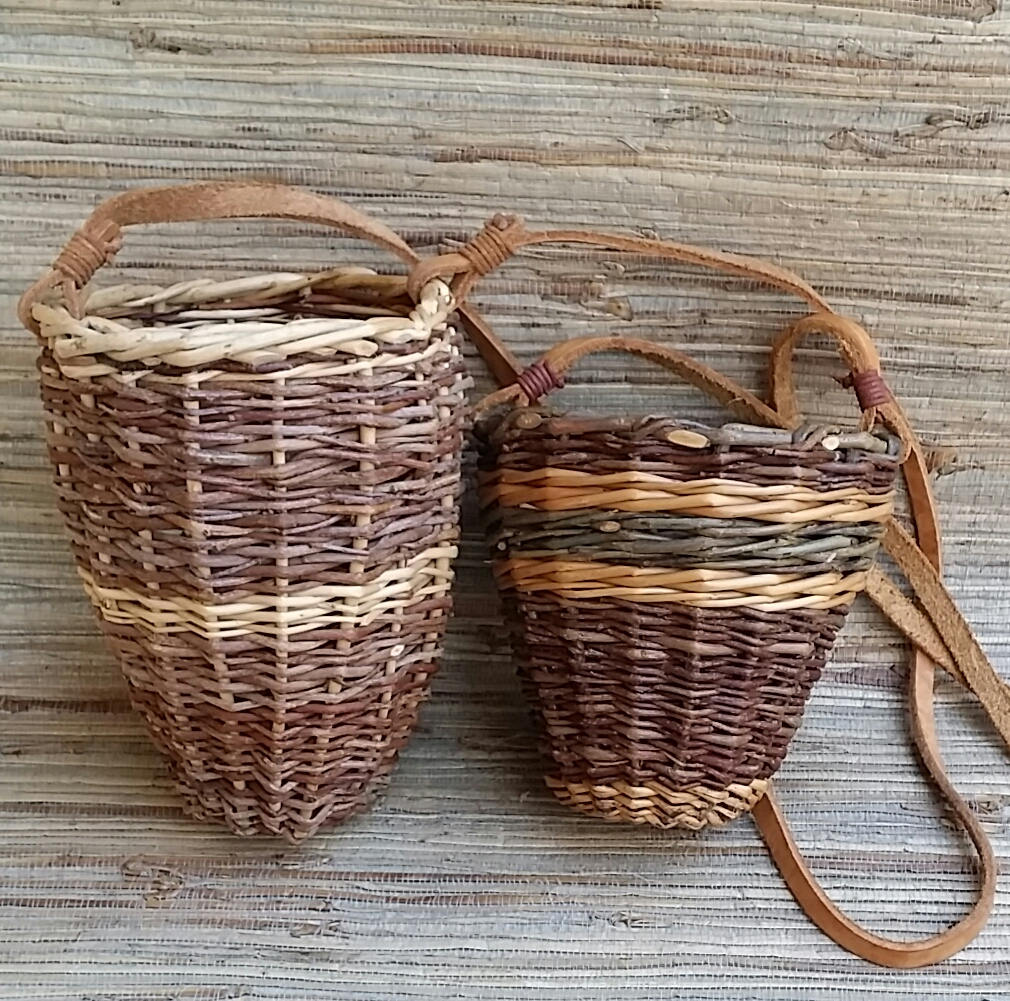 Handmade Willow Gathering Basket With Leather Strap