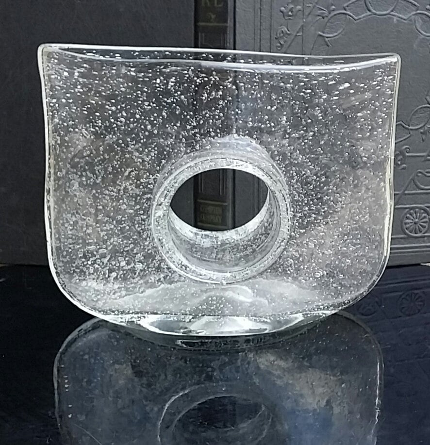 Vintage Seeded Blown Glass Mid Century Style Vase With Hole Through The