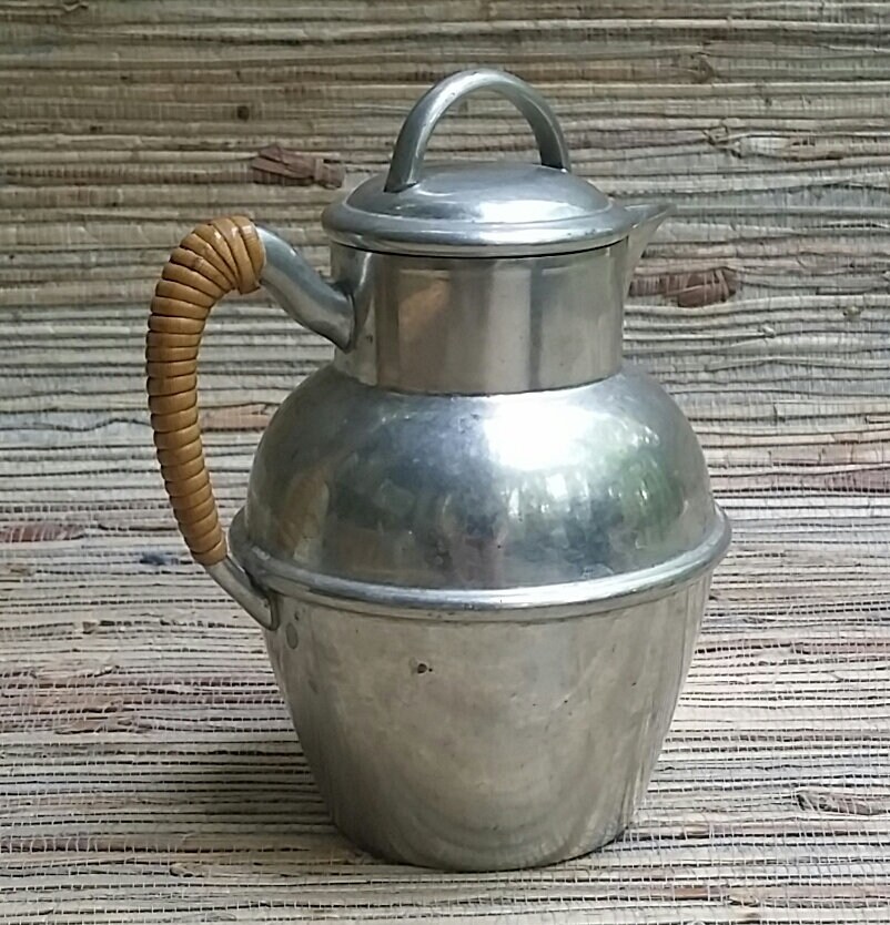 Concord Pewter 436 Tea Pot 1930s Deco Style Wrapped Handle Vintage