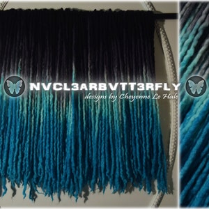 Micro-Thin Wool Dreads "Midnight Wave" 10/15/20/25/30/35DE 15"-18" Black Aqua Blue Dread Extensions - Double Ended Dreadlocks