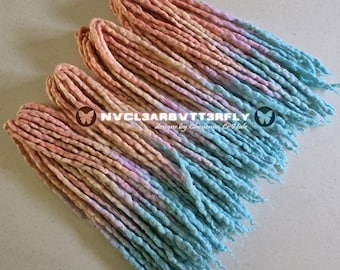 Wool Dreads "Sunrise Sherbet" Peach Pink Lilac Blue Aqua Ombre Pastel Hair Extensions - Faux Locs