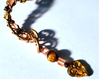 Dread Bead - Autumn Leaves - Hair Coil/Wrap for Dreadlocks & Braided Hair - Glass Leaf - Dread Jewelry - Dreads - One Piece