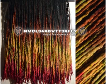 Bamboo & Wool Dreads "Wood Nymph" 10/20/30/40/50/60/70DE 21"-27" Brown Auburn Green Olive Yellow Red Burgundy Pink (Ready to Ship)