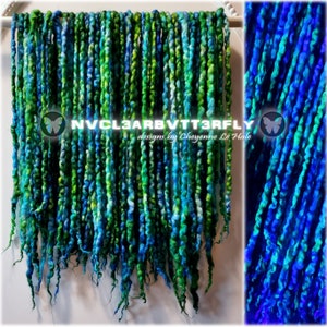 Short Wool Dreads &quot;Sea Nymph&quot; 45DE Hair Extensions 12&quot;-17&quot; Green Aqua Turquoise Blue Dreadlocks Festival Glitter Sparkly Hair