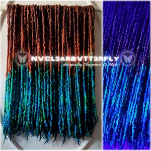 Sparkly Wool Dreads (Ready to Ship) 5/10DE &quot;Taproot&quot; 19&quot;-22&quot; Brown Auburn Turquoise Teal Blue Green Ombre Festival Dreadlocks