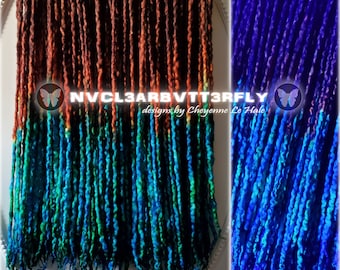 Sparkly Wool Dreads (Ready to Ship) 5/10DE &quot;Taproot&quot; 19&quot;-22&quot; Brown Auburn Turquoise Teal Blue Green Ombre Festival Dreadlocks