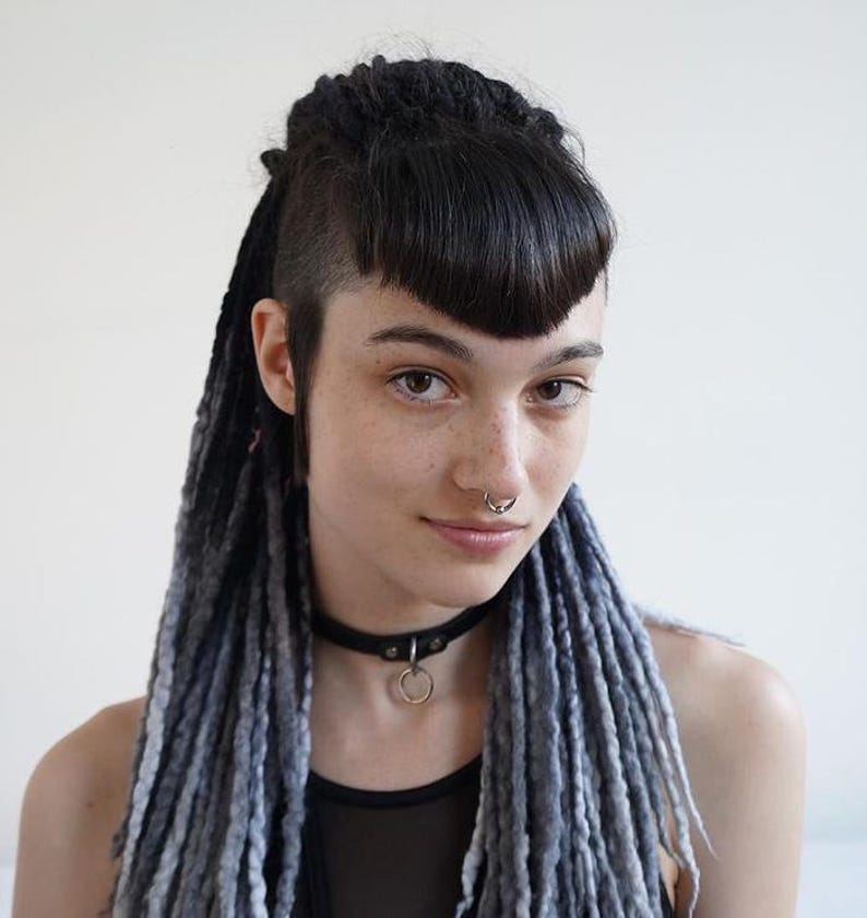 Merino Wool Dreads "Shadow Queen" Extensions 16"-20" Black Charcoal Gray Silver Ombre Dreadlocks (Ready to Ship) image 8