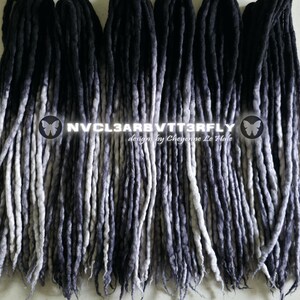 Merino Wool Dreads "Shadow Queen" Extensions 16"-20" Black Charcoal Gray Silver Ombre Dreadlocks (Ready to Ship) image 9