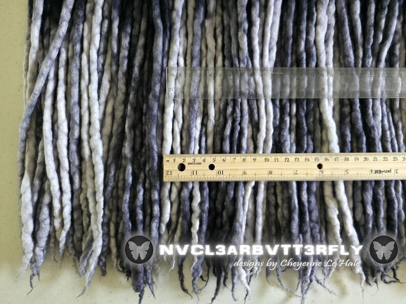 Merino Wool Dreads "Shadow Queen" Extensions 16"-20" Black Charcoal Gray Silver Ombre Dreadlocks (Ready to Ship) image 19