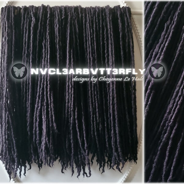 Micro-Thin Wool Dreads "Black No. 1" 10/20/30/40/50/60/70DE 17"-20" Solid Black Dread Extensions - Double Ended Faux Dreadlocks