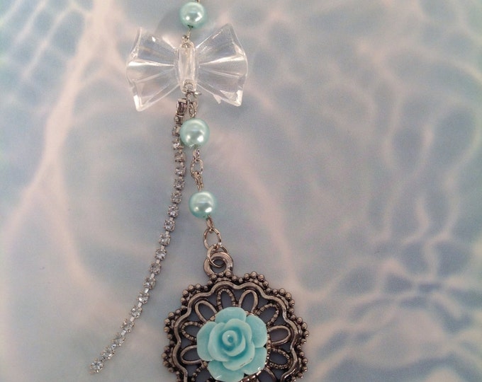 Antique Flower & Bow Cell Phone Charm, Headphone Jack Charm, Dust Plug