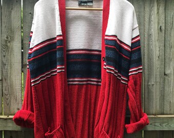 Vintage 90's Varsity Striped Oversized Cardigan