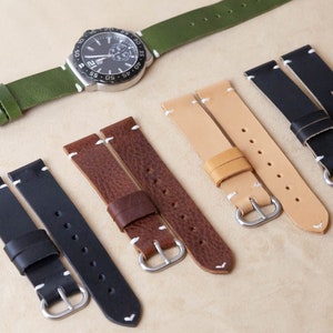 Volnerf lederen horlogeband: gewaxt en gelooid, 18 - 22 mm