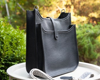 Leather hobo bag women Genuine black leather shoulder bag