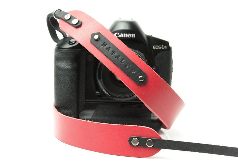 Leather camera strap Personalized DSLR strap Camera straps Monogram camera strap Vintage camera strap Rangefinder Red