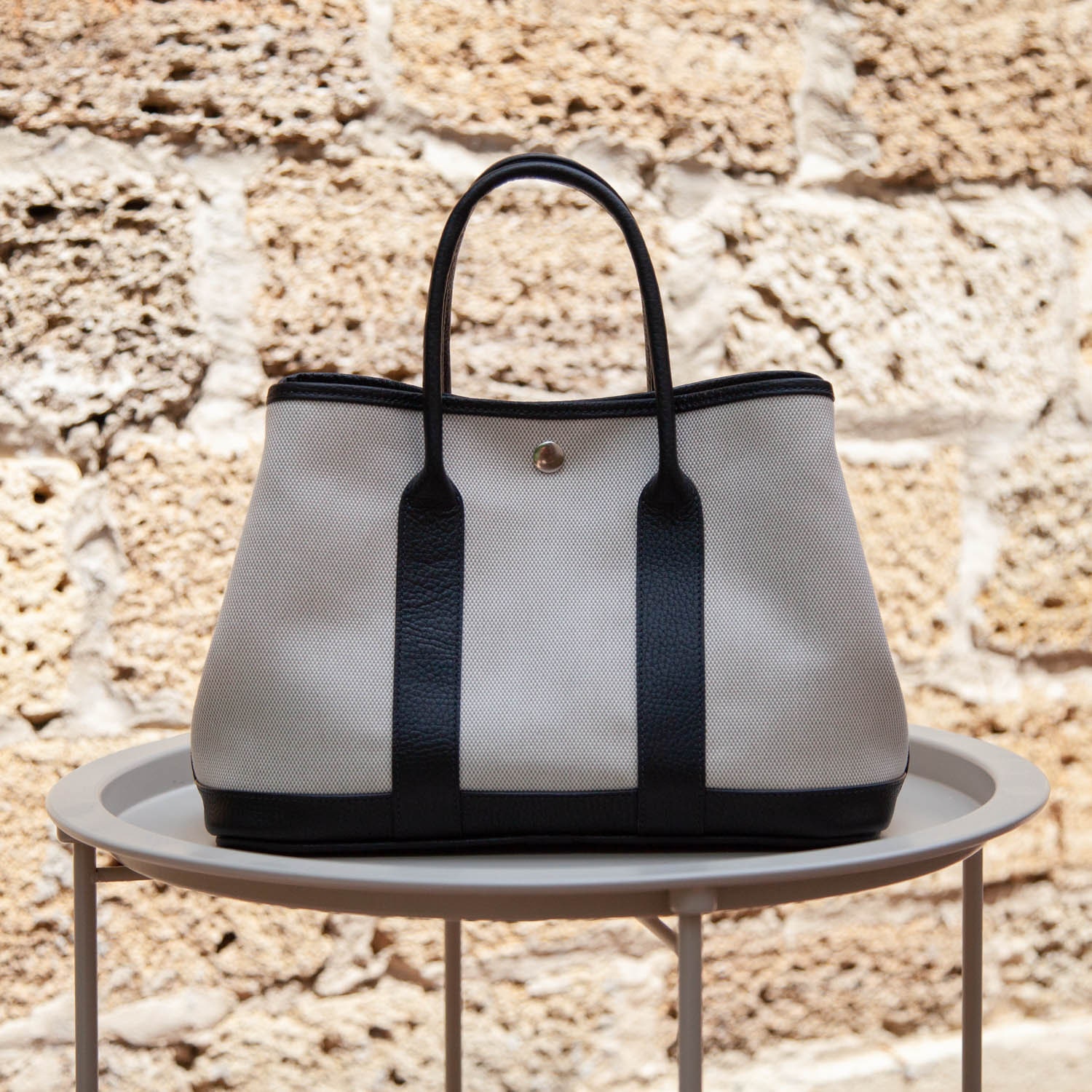 Hermes Herline MM Grey Canvas Tote Bag, Luxury, Bags & Wallets on
