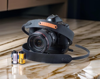 Personalized Leather Camera Strap - Monogrammed DSLR Sling for Vintage & Rangefinder Cameras