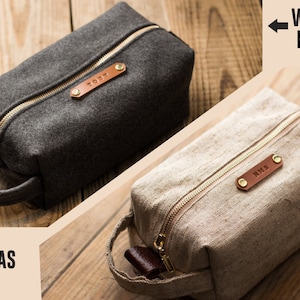 Mens toiletry bag Dopp kit Dad gifts Groomsmen gift Wedding gift Toiletry bag Father gift Toiletry case groomsmen gifts Toiletry case zdjęcie 8