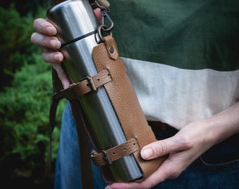 Monogram Italian Leather Wine Bag with Adjustable Strap