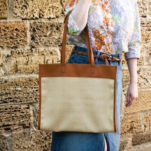 Raffia tote bag Raffia bag Leather tote bag Summer tote bag