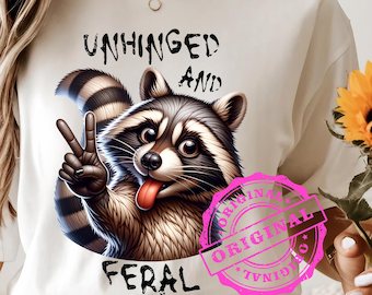 Waschbär, Tier - PNG Sublimationsbild ""Unhinged and Feral"" - 300 dpi Png digitaler Download für Sublimationsprojekte."