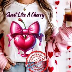Cherry PNG &quot;Sweet Like A Cherry &quot; Sublimation Image - 300 dpi Png digital download for sublimation projects.
