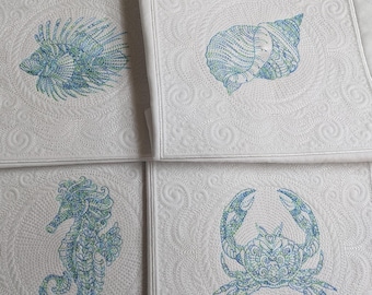 Embroidered Quilt Blocks, 9 to choose from, Ocean, Sea life