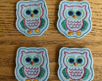 Owl Felt Embellishment, set of 4, Felties, 2" x 1.75"