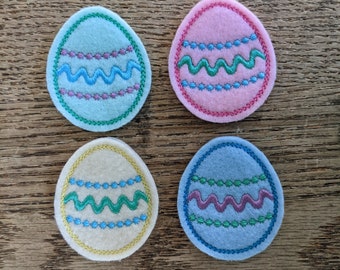 Easter Egg Felt Embellishment, set of 4, Felties, 1.75" x 2"