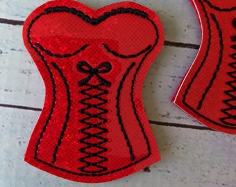 CUT Glitter Vinyl Corset,  Felties, set of 4, Felties,  2" x 1.75"