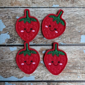 Strawberry,  set of 4, Felties,  2" x 1.5"