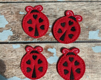 Ladybug, set of 4, CUT Felties,  1.75" x 2"