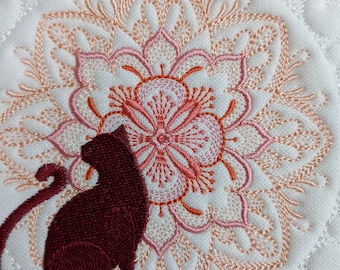 Embroidered Quilt Blocks, 8 to choose from, Mandela Cats