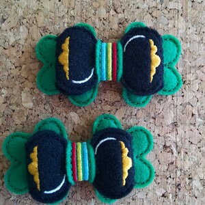 Pot of Gold, Shamrock, St Patrick's Day 3D Bow, set of 2, Felties,  3" x 1.75"