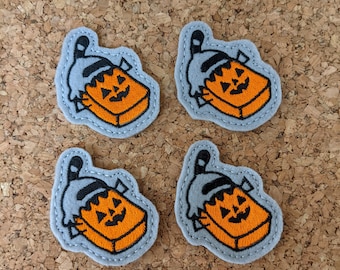 Halloween Treat Bag with a Cat Felt Embellishment, set of 4, Felties, 2.0" x 2.0"