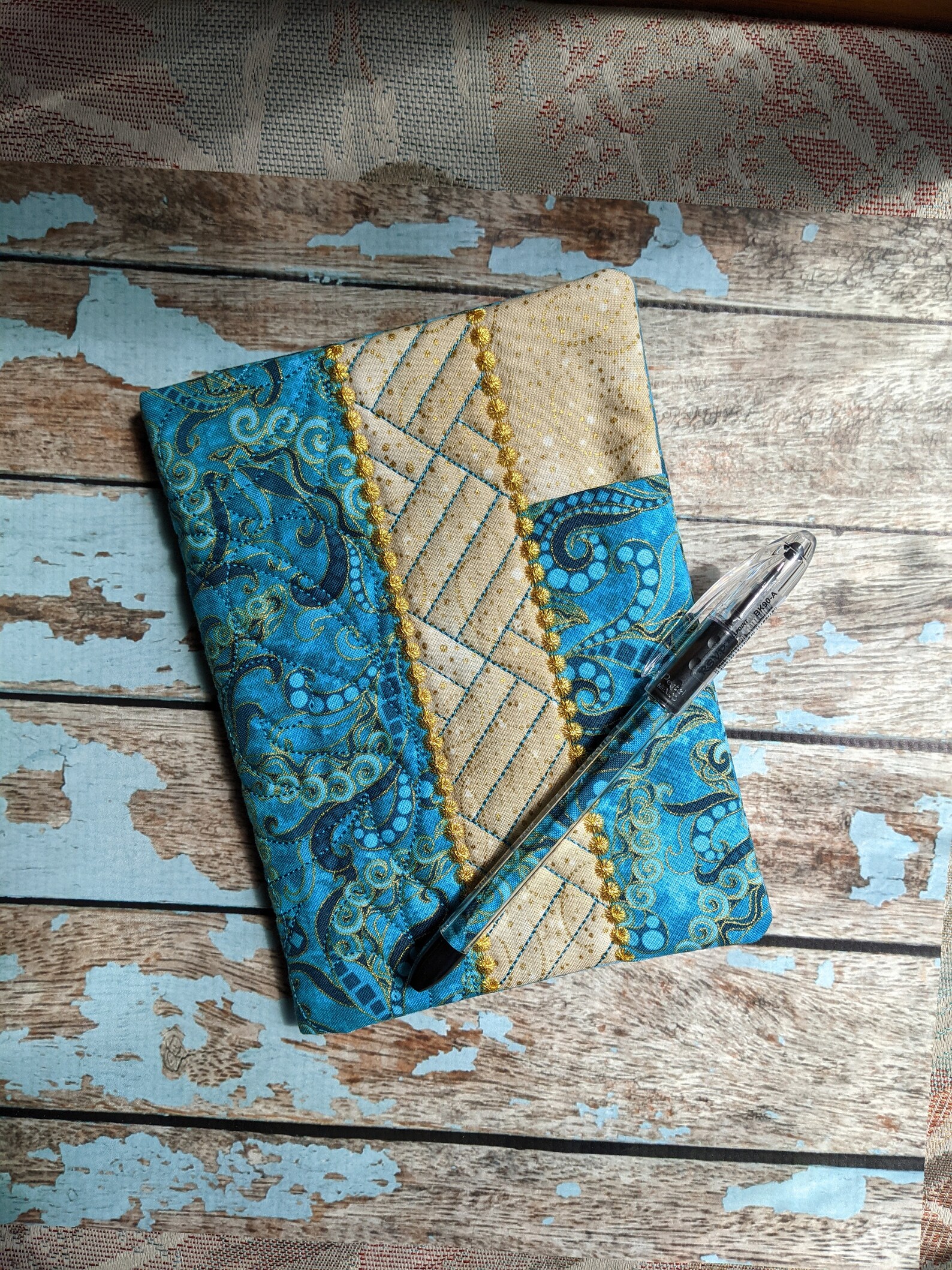 Quilted Notebook Cover 5 X 7 FREE Matching Pen Blue and Etsy